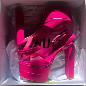 Schutz pink platform sandals